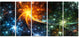 Colorful Fireworks with Stars, Abstract Canvas Art Print, 60"x28", 5 Panels