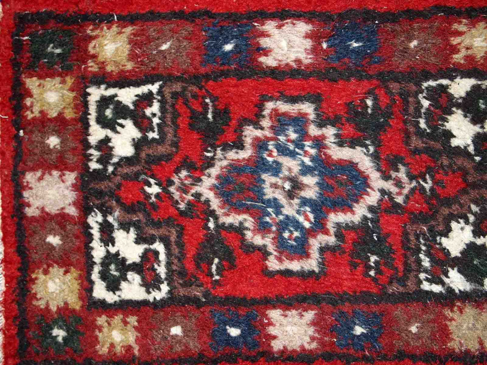 Handmade vintage Persian Hamadan rug 1.3' x 1.9' (40cm x 59cm) 1970s