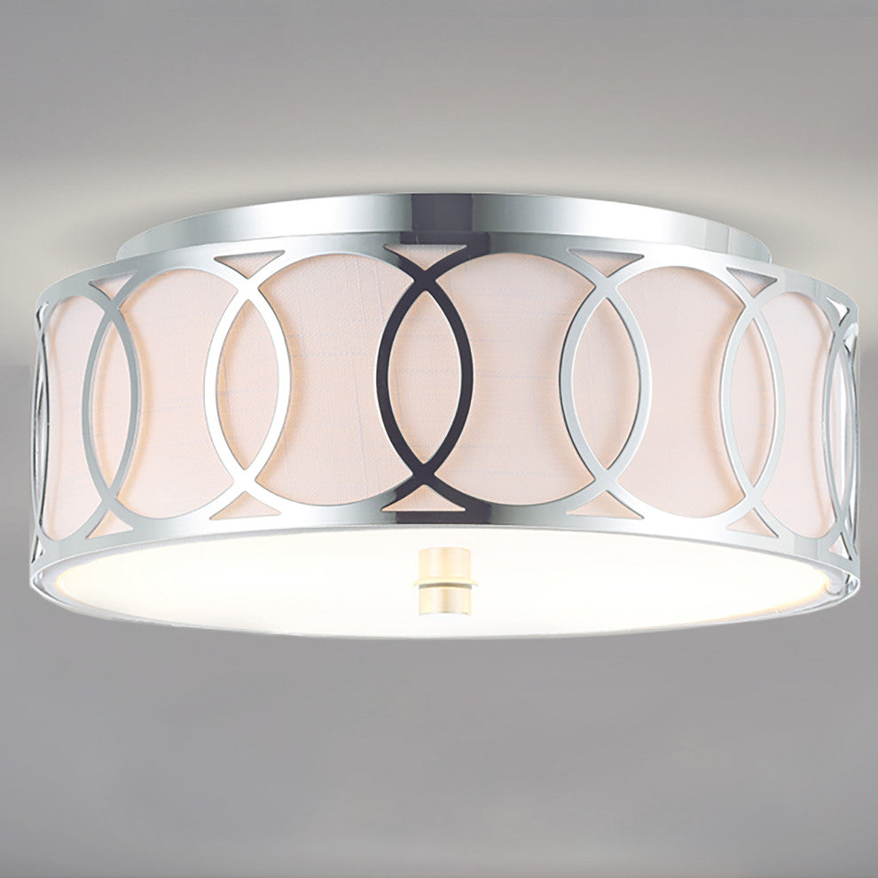 Aria 2-Light Metal LED Flush Mount, Chrome, 12.25"w