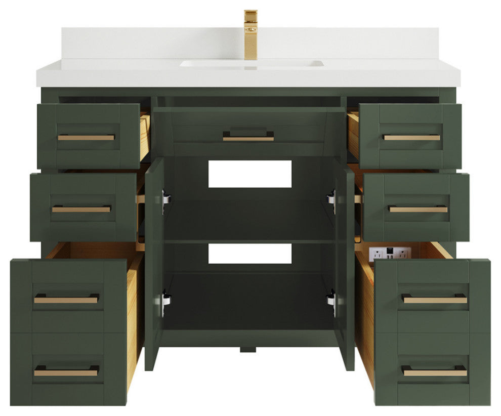 Cambridge 48 Single Sink Bath Vanity in Pewter Green 2" White Quartz