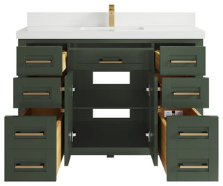 Cambridge 48 Single Sink Bath Vanity in Pewter Green 2" White Quartz