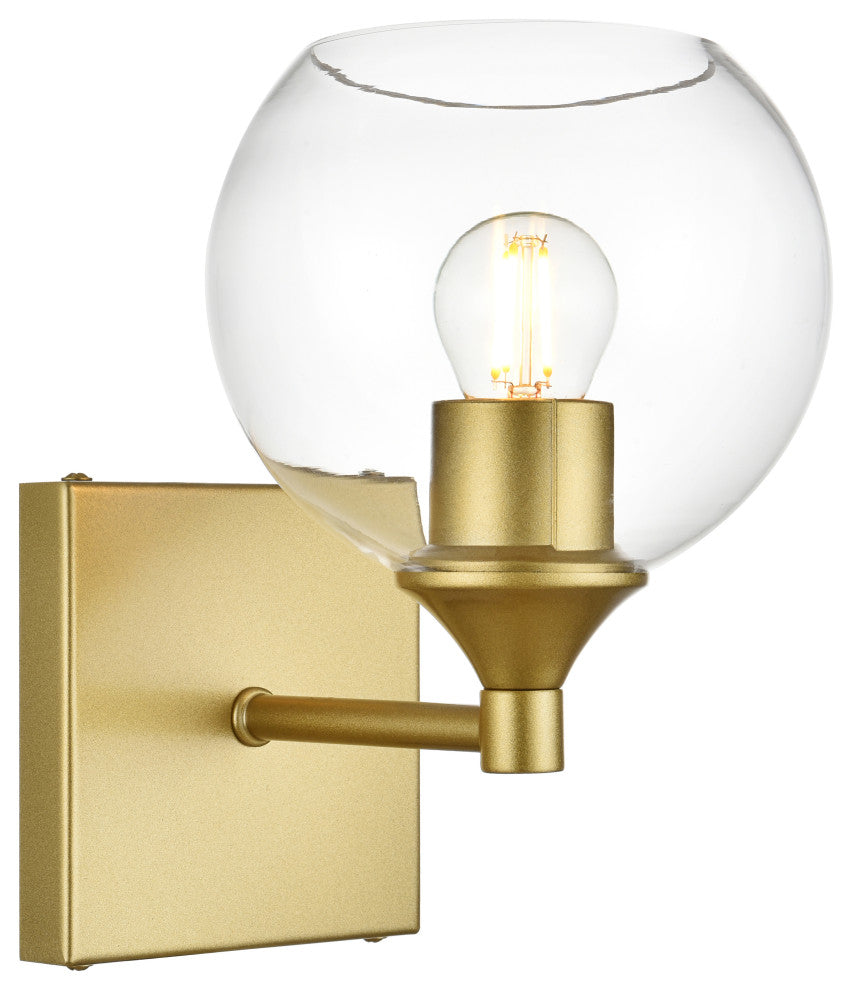 1 Light Brass And Clear Bath Sconce