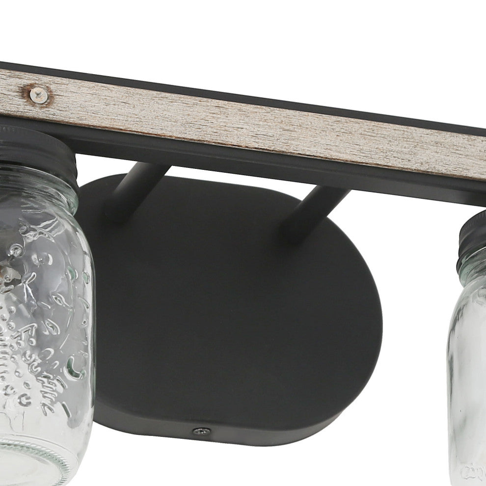 LNC Farmhouse 2-Light Bathroom Vanity Light With Mason Jar Glass