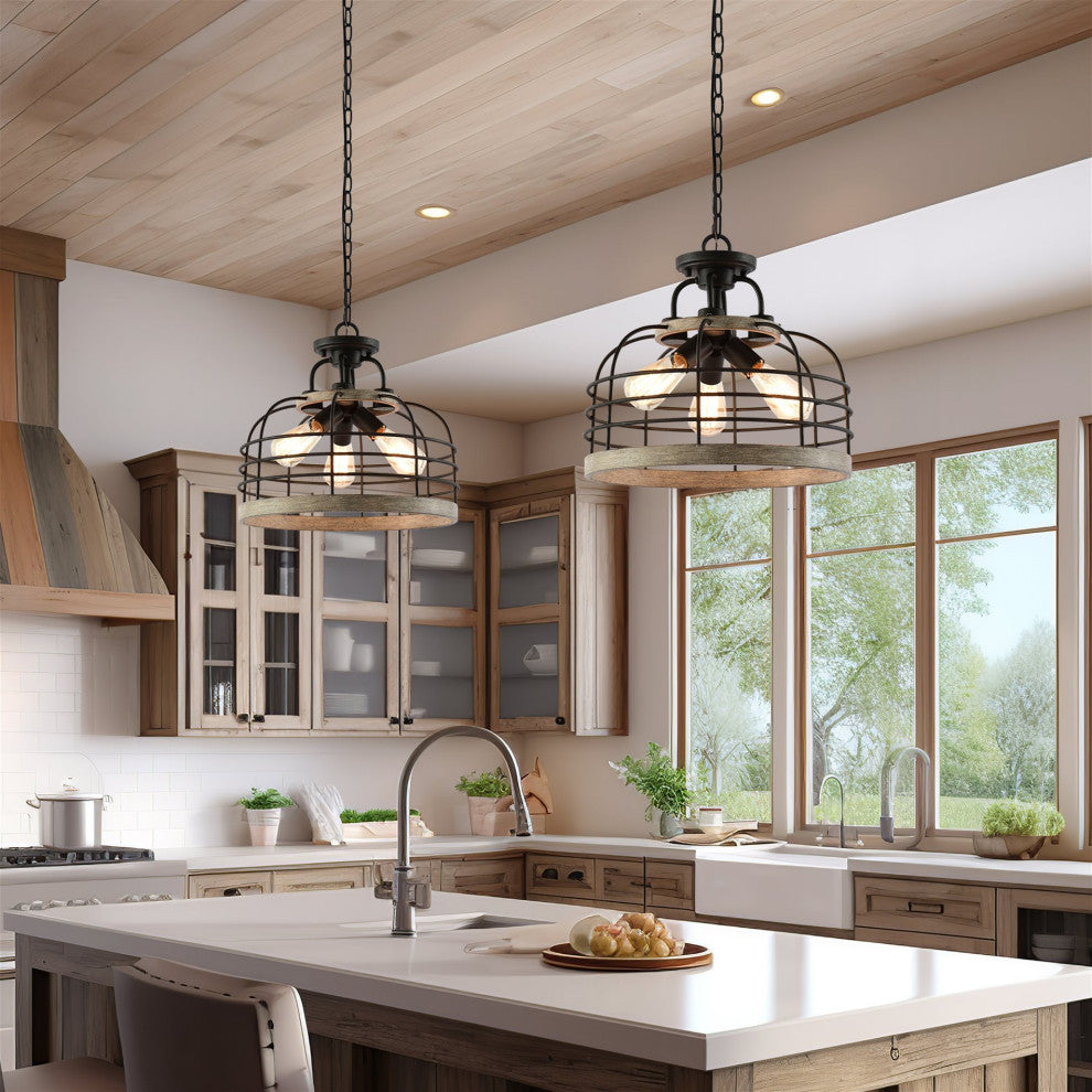 Kira Home Sawyer 17" Farmhouse Semi Flush Convertible Pendant Chandelier Light