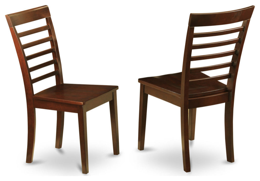 Milan Chair With Wood Seat Mahogany Finish Set of 2