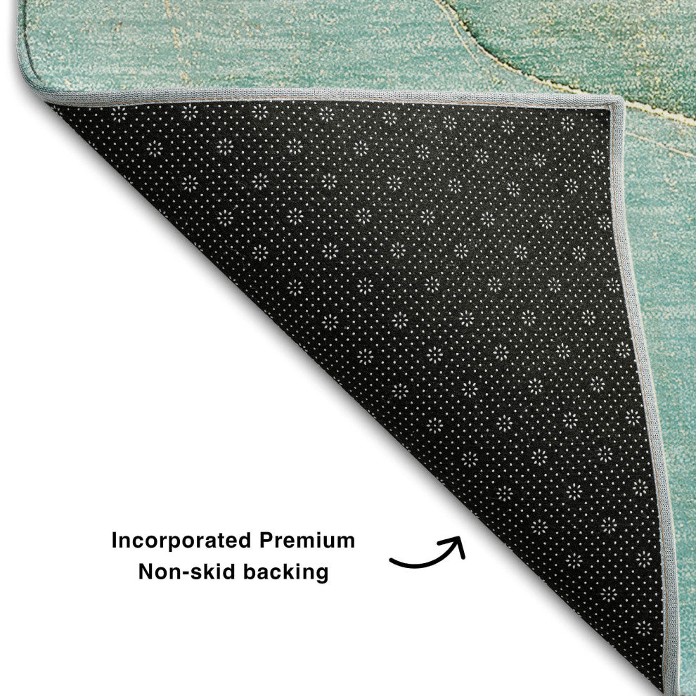 Premium Machine Washable Mayfield AMF508 Green 2'6" x 3'10" Rug