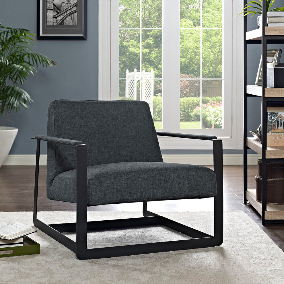 Modern Gray Seg Upholstered Fabric Accent Chair