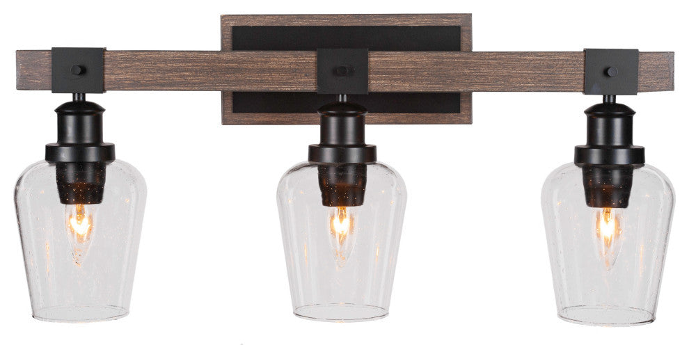 Tacoma 3-Light Bath Bar, Clear Bubble