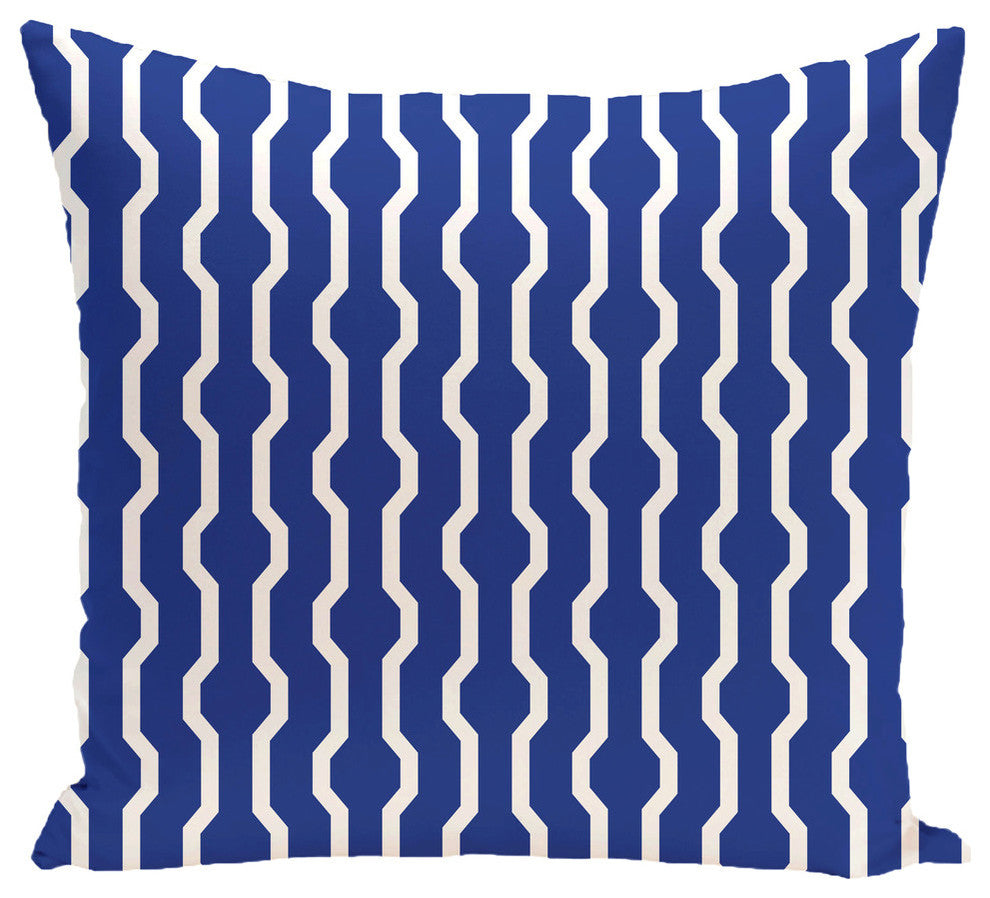 Nuts And Bolts, Decorative Geometric Print Pillow, Royal Blue, 20"x20"