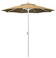 7.5' Matted White Push-Button Tilt Crank Aluminum Umbrella, Champagne Olefin