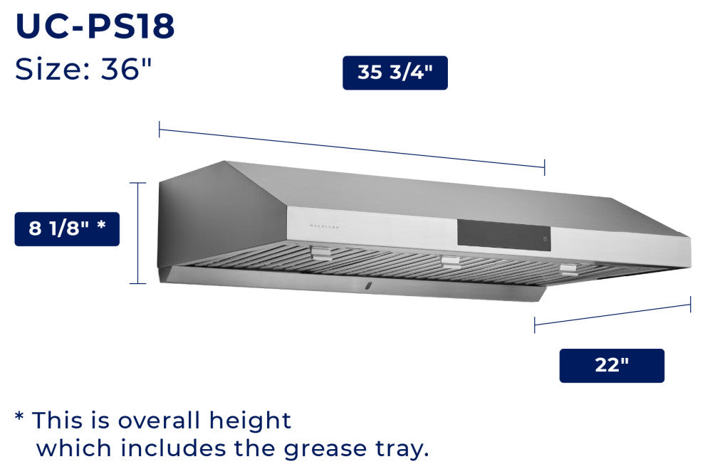 Hauslane | Chef Series PS18 Under Cabinet Kitchen Range Hoods, Matte White, 36"