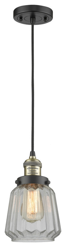 Chatham 1-Light Mini Pendant, Black Antique Brass, Clear