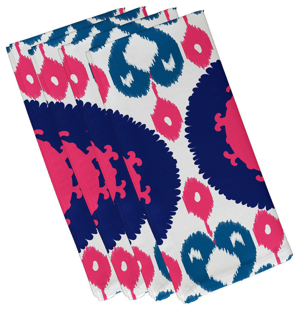 Boho , Geometric Print Napkin, Blue, Set of 4