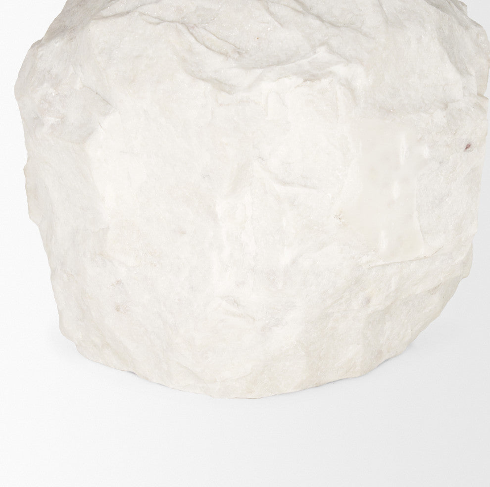 Rini Gold Metal and White Marble Accent Table