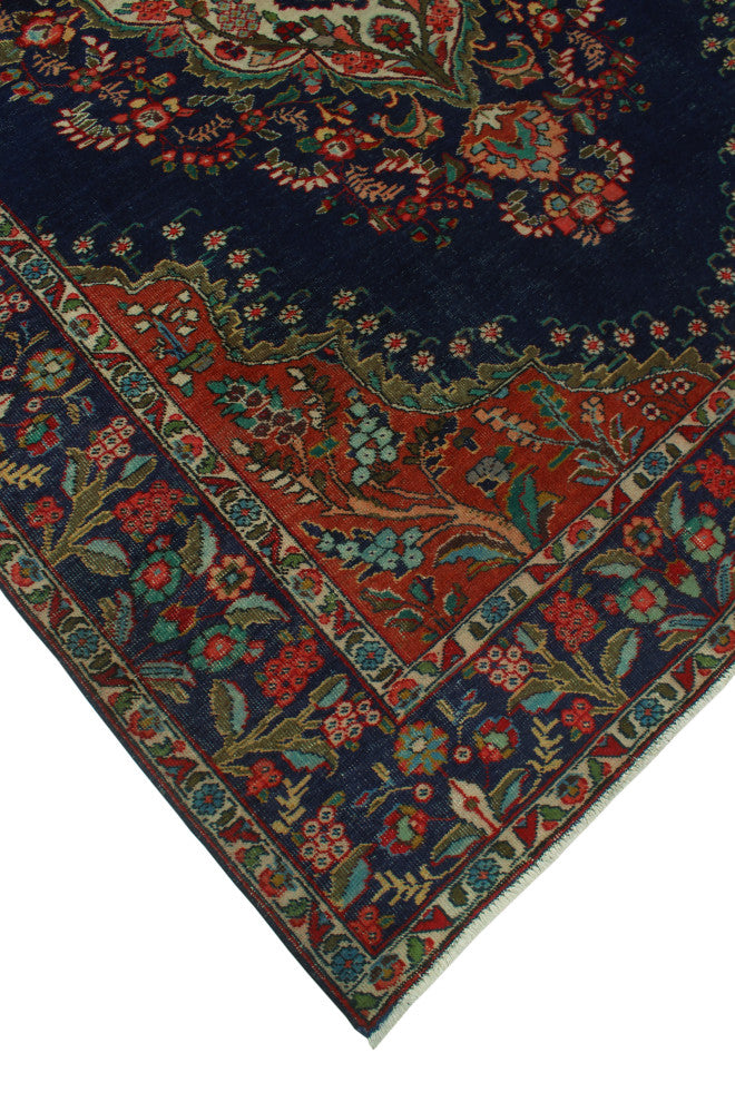 Fine Vintage Distressed Adia Navy Rug