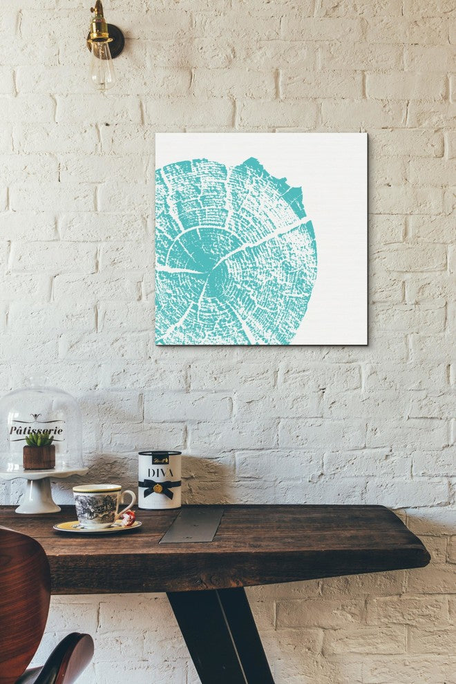 Epic Graffiti "Aqua Slice" by Linda Woods, Giclee Canvas Wall Art, 18"x18"