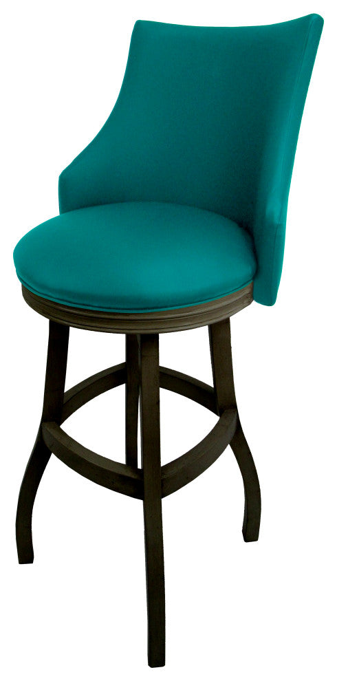 Swivel Tall Spectator Wood Bar Stool 34", Bellissima, Teal, Dark Shadow