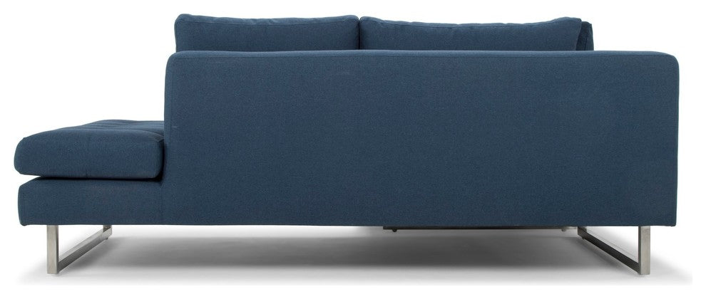 Janis Sectional Sofa Right Hand Facing in Lagoon Blue Velour by Nuevo