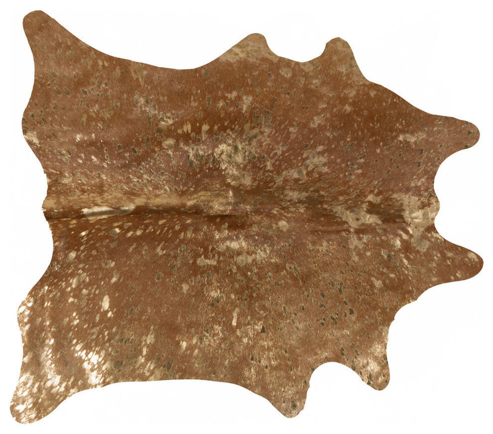 Natural Scotland Cowhide Rug, 6'x7', Tan and Gold