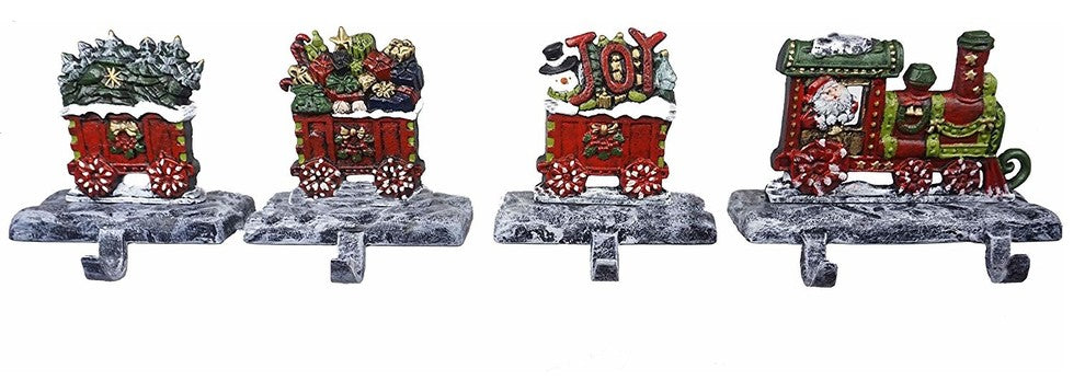 2D Train Christmas Stocking Holders, 4-Piece Set