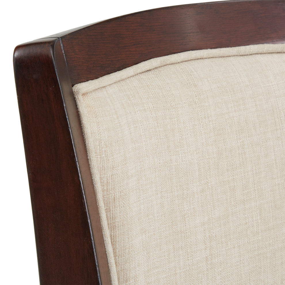 Janczy Dark Cherry Finish Beige Linen Swivel Chair, Bar Height