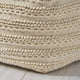 Marcia Boho Handcrafted Large Fabric Square Pouf, Ecru, Ecru