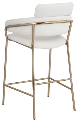 Yara Beige Velvet Upholstered Counter Stool, Cream