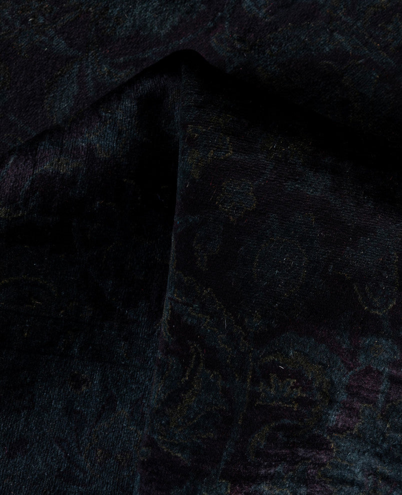 Overdyed One-of-a-Kind Hand-Knotted Area Rug Black, 4' 1" x 6' 5"