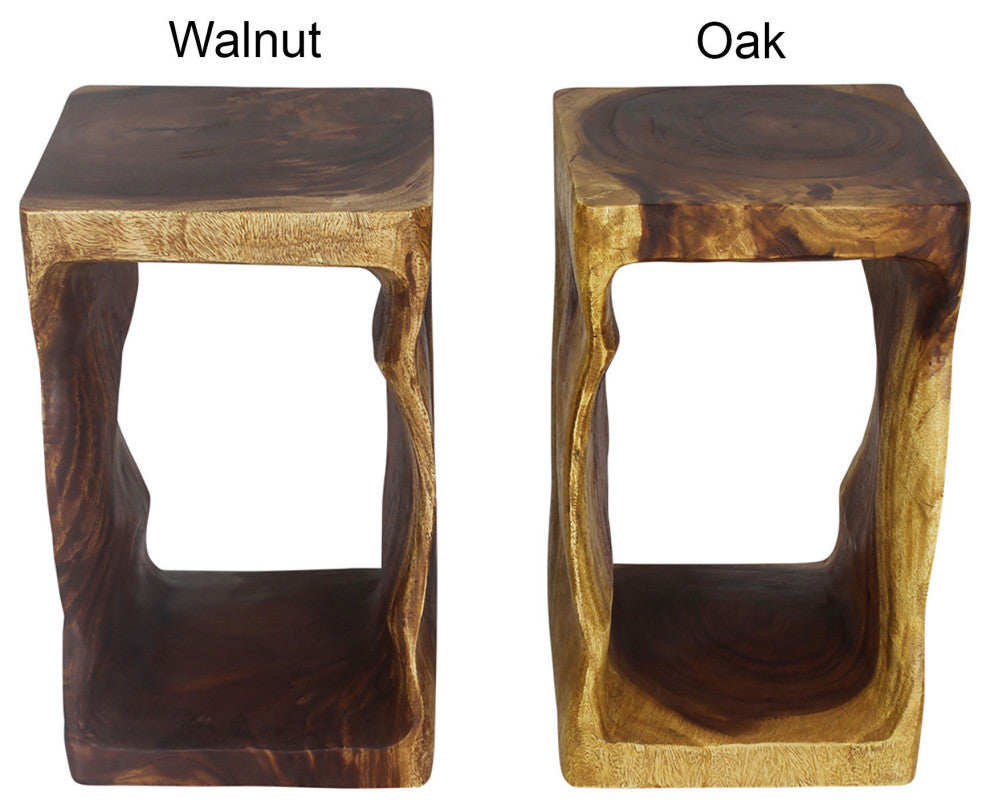 Haussmann Wood Natural Stool End Table 12 In Sq X 20 In High Walnut Oil