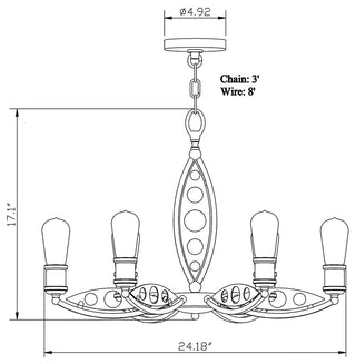 6 Light Chandelier, Antique Bronze