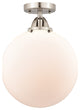 Beacon Semi-Flush Mount, Brushed Satin Nickel, Matte White, Matte White