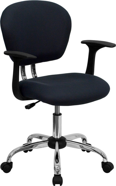 Mid-Back Mesh Swivel Task Chair with Chrome Base and Arms, Gray