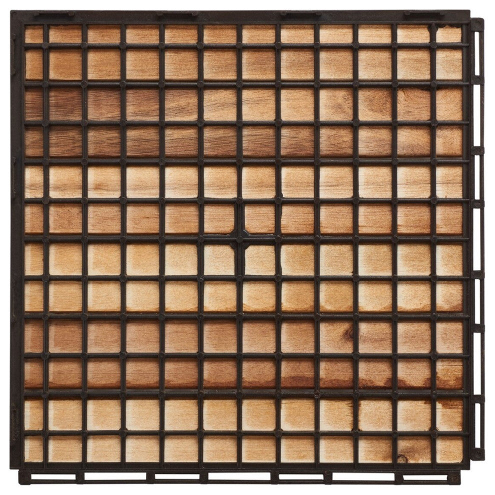 Safavieh Outdoor Osaka Wooden Floor Tile- 6 Slats-Acacia Natural