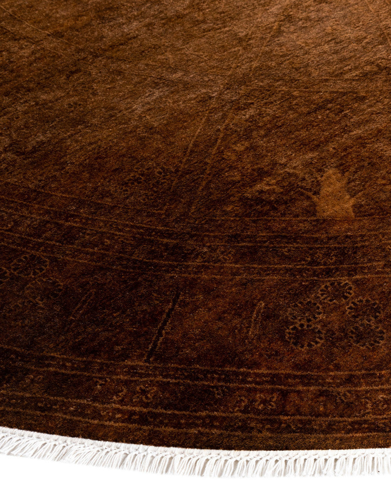 Overdyed One-of-a-Kind Hand-Knotted Area Rug Brown, 8' 1" x 8' 1"