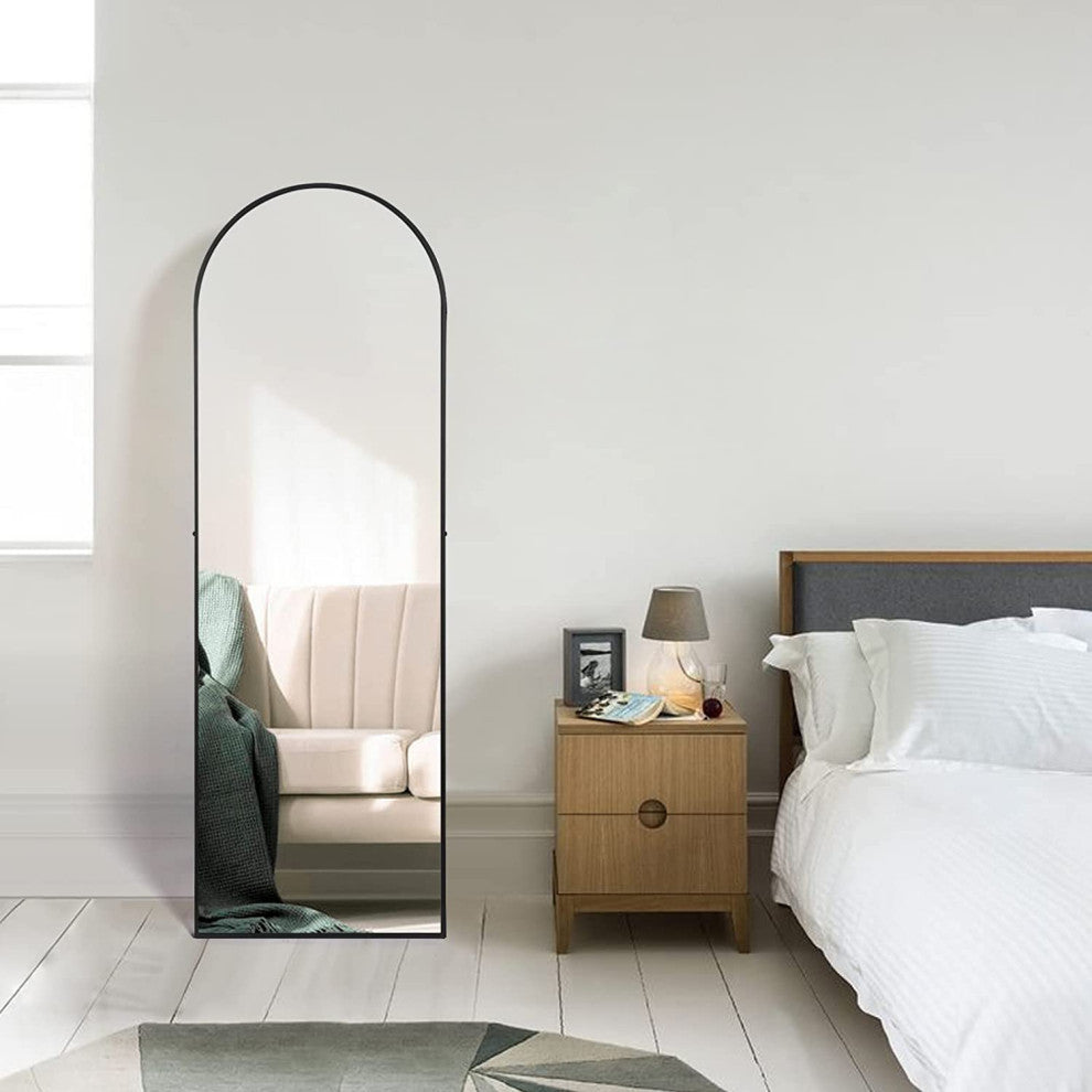 22x65" Large Arched-Top Framed Freestanding Full Length Mirror