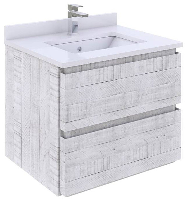 Fresca Formosa Modern 23" Rustic White Wall Hung Bathroom Cabinet
