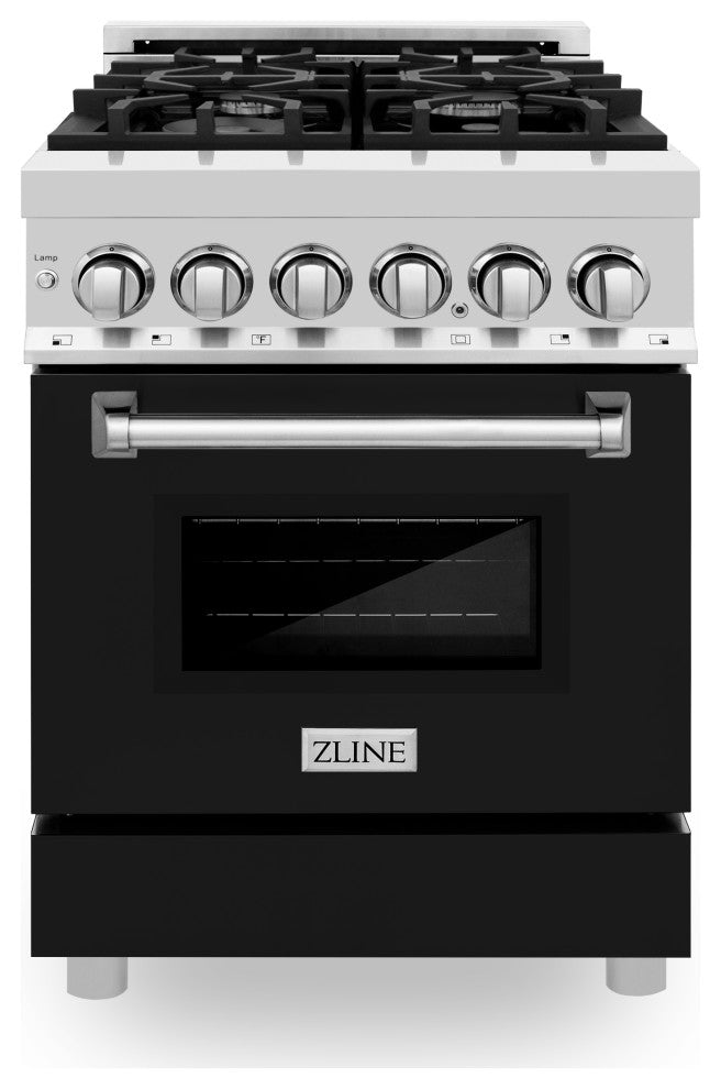 ZLINE 24 In. Professional Dual Fuel Range With Black Matte Door, RA-BLM-24