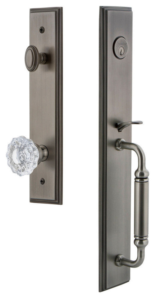 Carre' 1-Piece Dummy Handleset, C Grip and Versailles, Antique Pewter, 849195