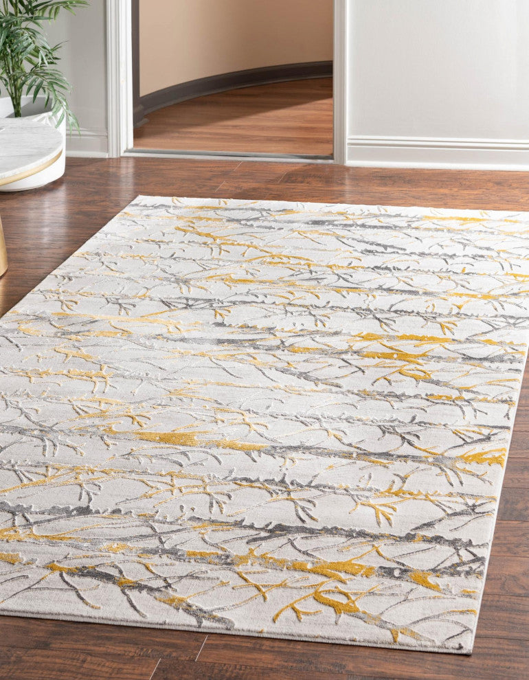 Unique Loom Anne Finsbury Rug, Yellow and Gray, 9'x12'