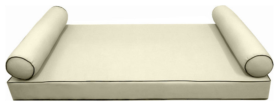 Style5 Twin-XL Contrast Pipe Trim Bolster Pillow Outdoor Slip Cover ONLY AD005