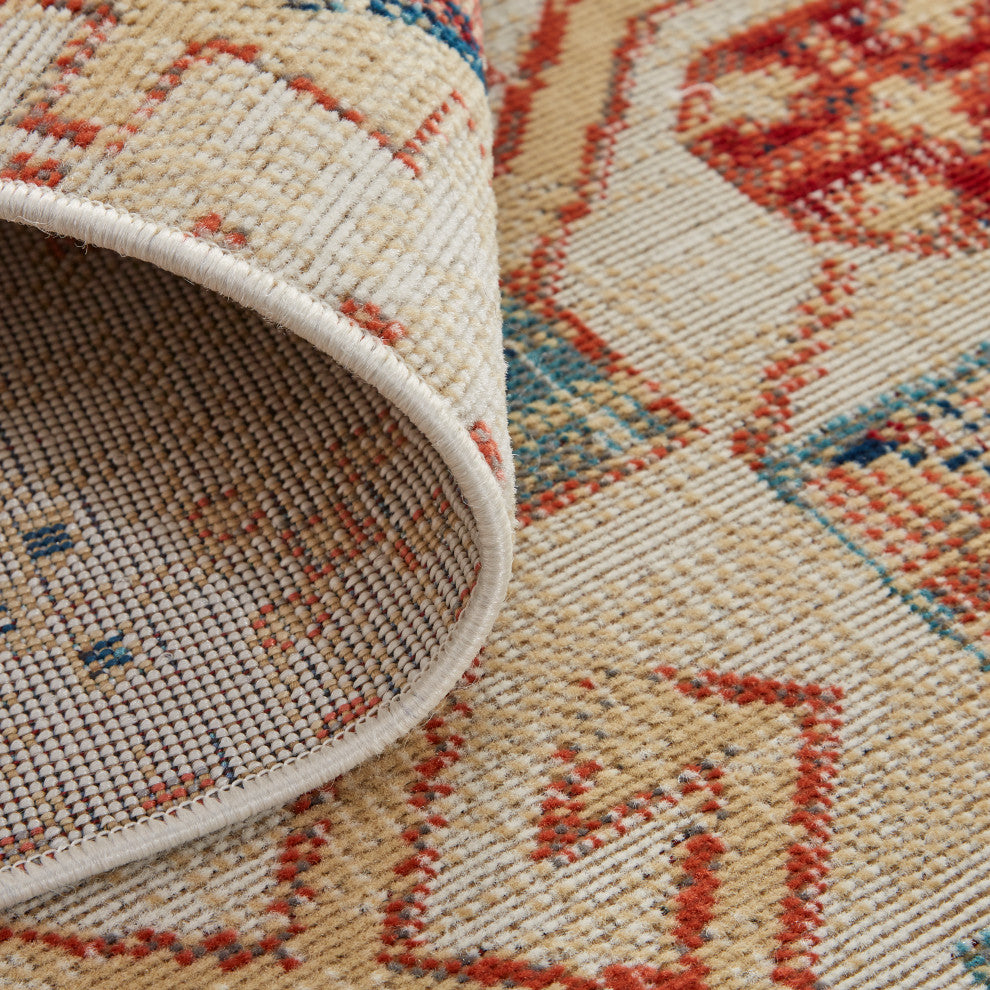 Weave & Wander Kezia Rug, Ochre Red/Vanilla Beige, 10ft x 13ft-2in