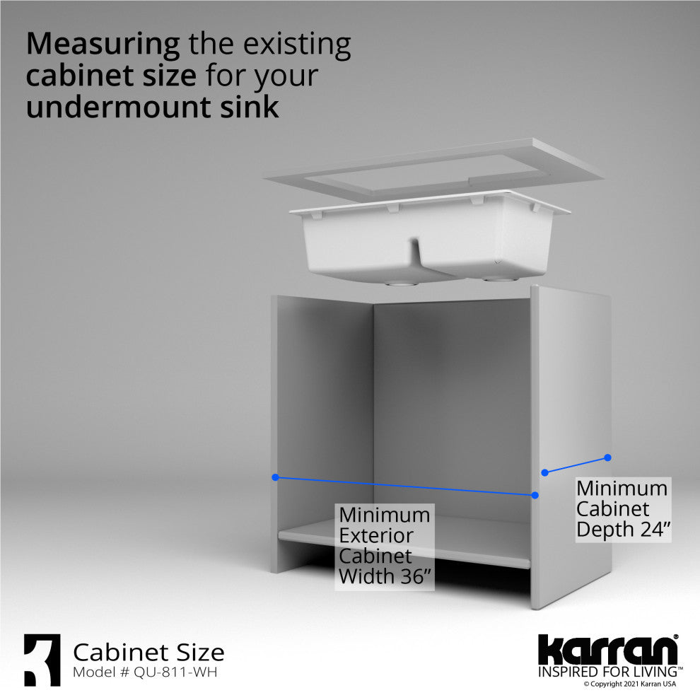 Karran 32" Undermount Double Bowl 60/40 Quartz Kitchen Sink Kit, White