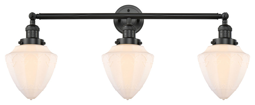 Innovations 205-BK-G661-7 3 Light Bath Vanity Light, Matte Black
