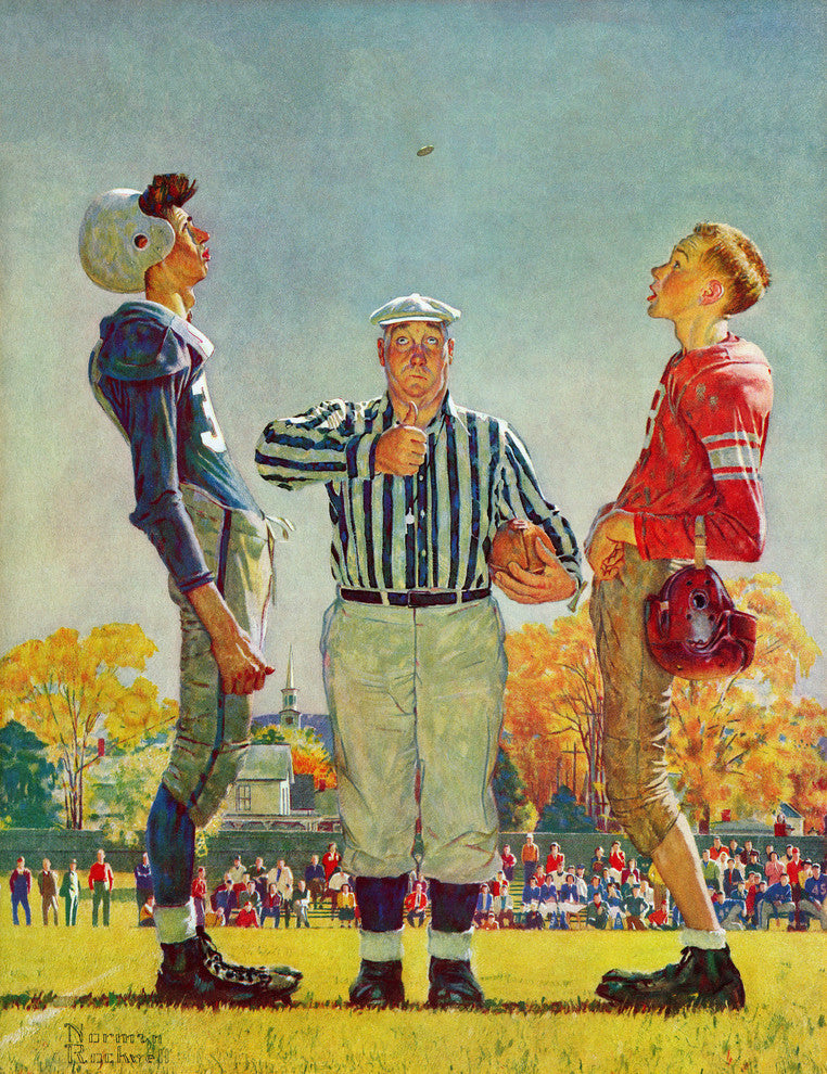 "Coin Toss" Painting Print on Canvas by Norman Rockwell