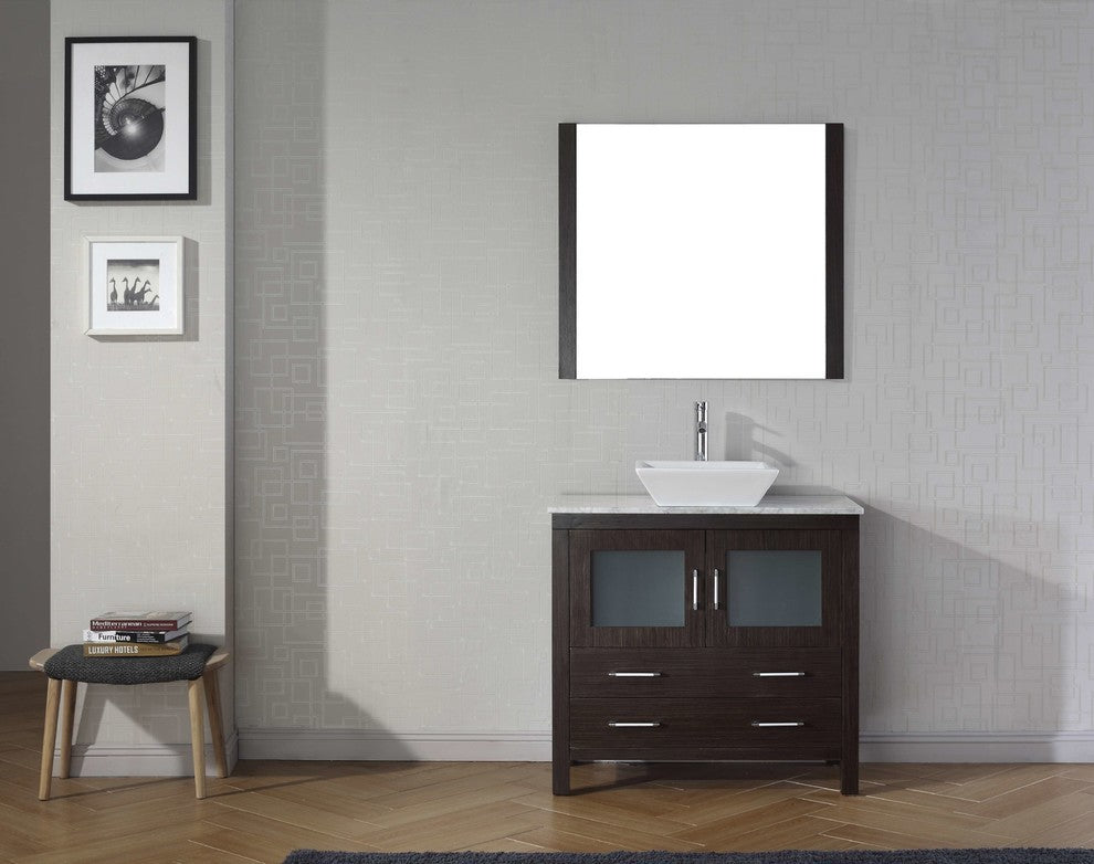 Dior 30" Single Bathroom Vanity, Espresso, Marble, Brushed Nickel Faucet