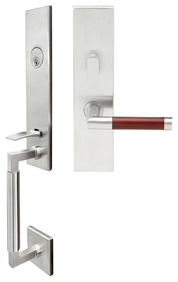 Cabernet Lever, Mortise Entry Handleset, Right Hand, Satin Stainless Steel