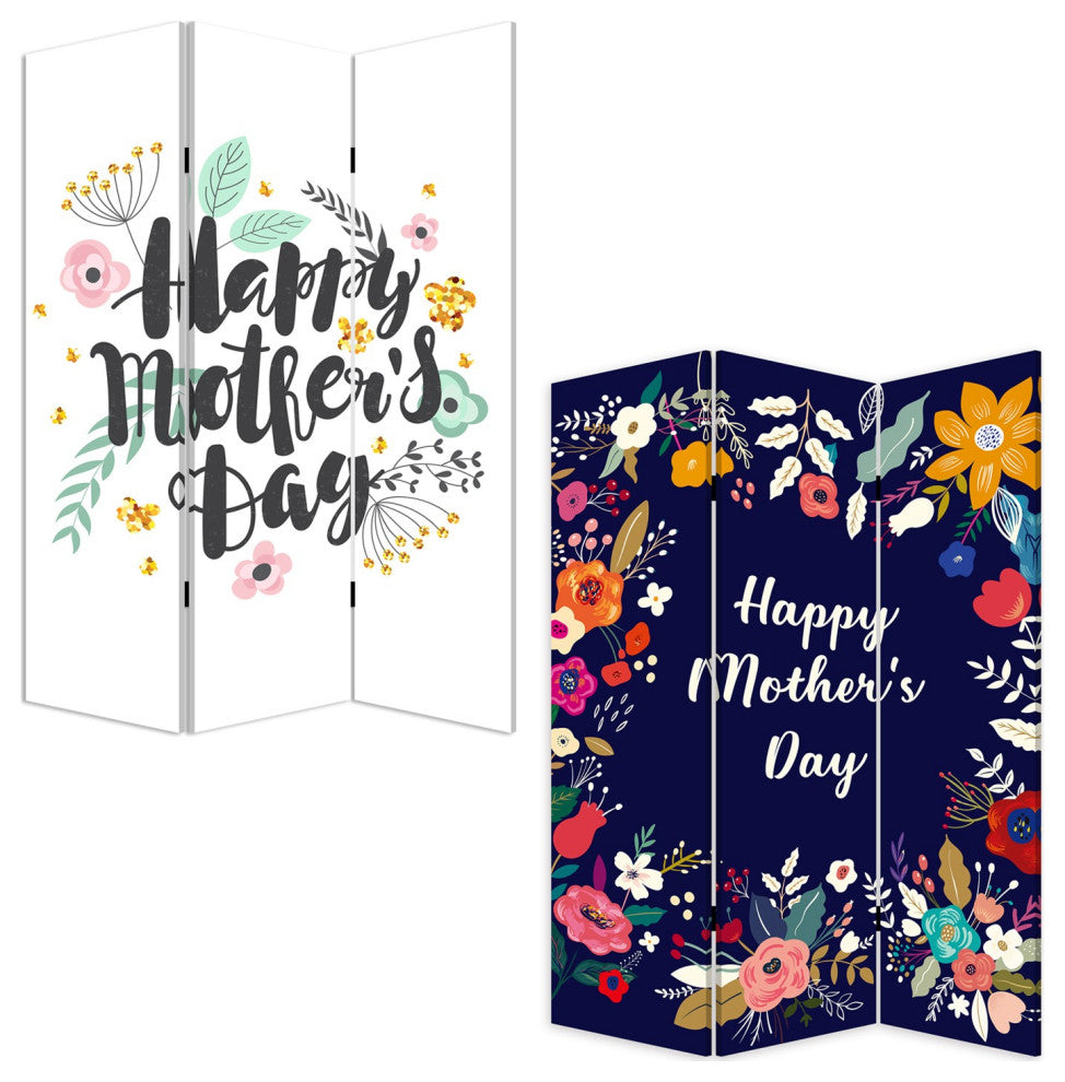 Sweet Floral Mother's Day Three Panel Room Divider Screen