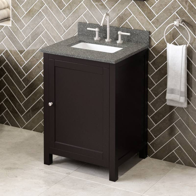 Astoria Transitional 24" Espresso Vanity, Boulder Cultured Marble Vanity Top
