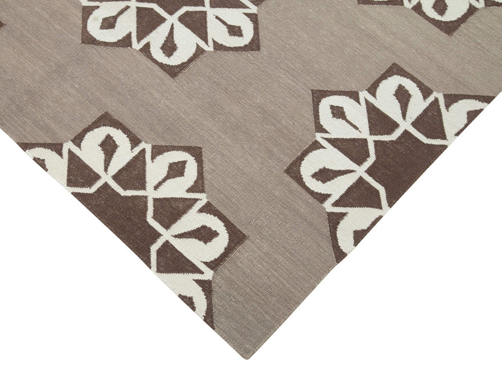 Rug N Carpet - Handmade Wool 3' 10'' x 5' 5'' Modern Design Dhurrie Kilim Rug