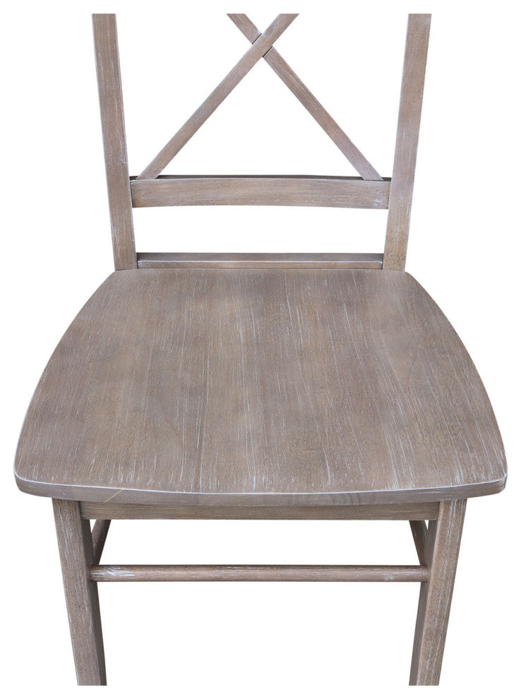 Set of Two X-Back Chairs, Washed Gray Taupe